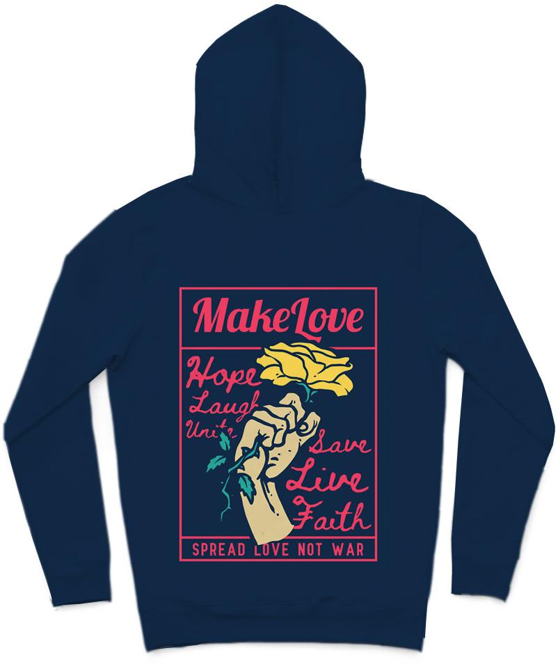 Make Love Trendy All-Over Print Solid Cyprus Hoodie
