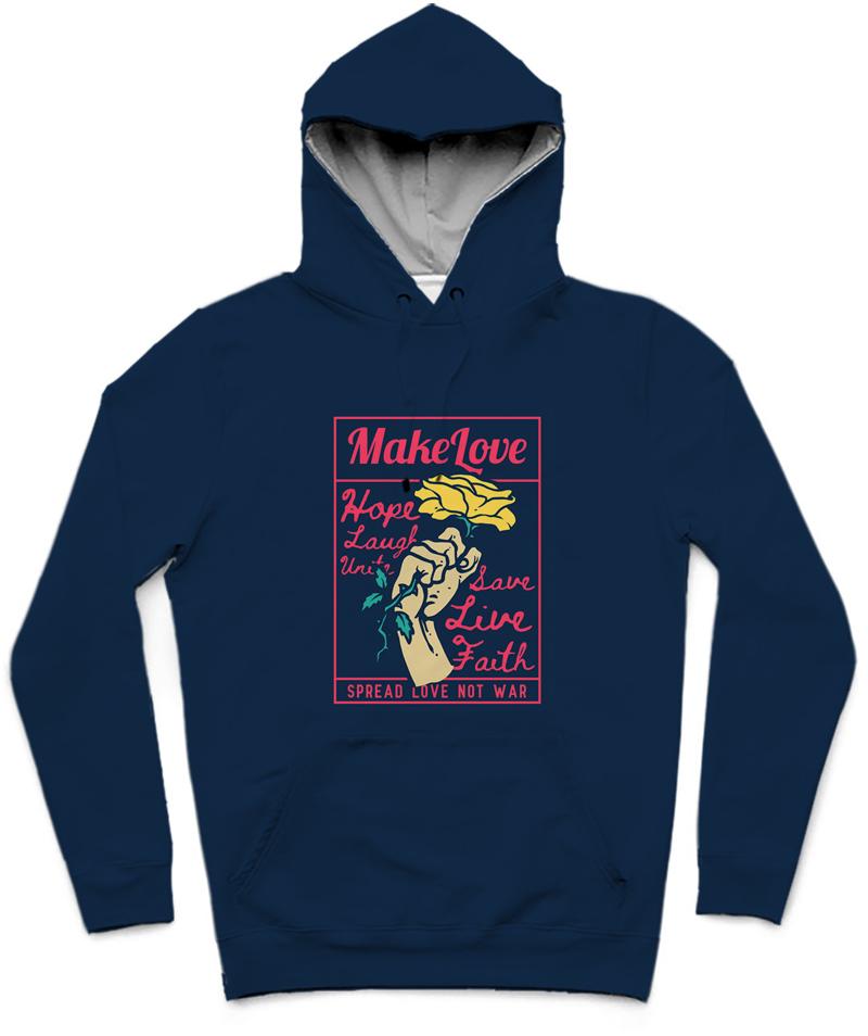 Make Love Trendy All-Over Print Solid Cyprus Hoodie