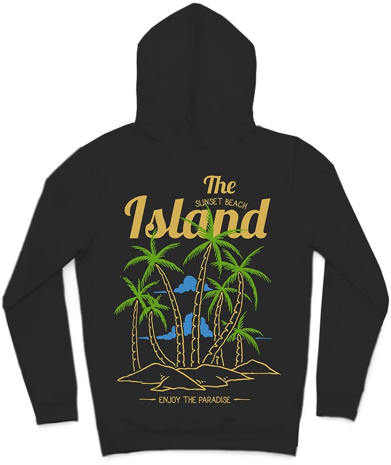 The Sunset Beach Island Trendy All-Over Print Solid Nero Hoodie