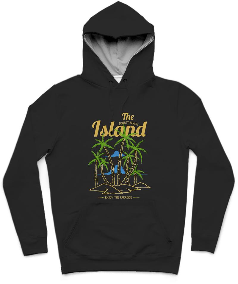 The Sunset Beach Island Trendy All-Over Print Solid Nero Hoodie
