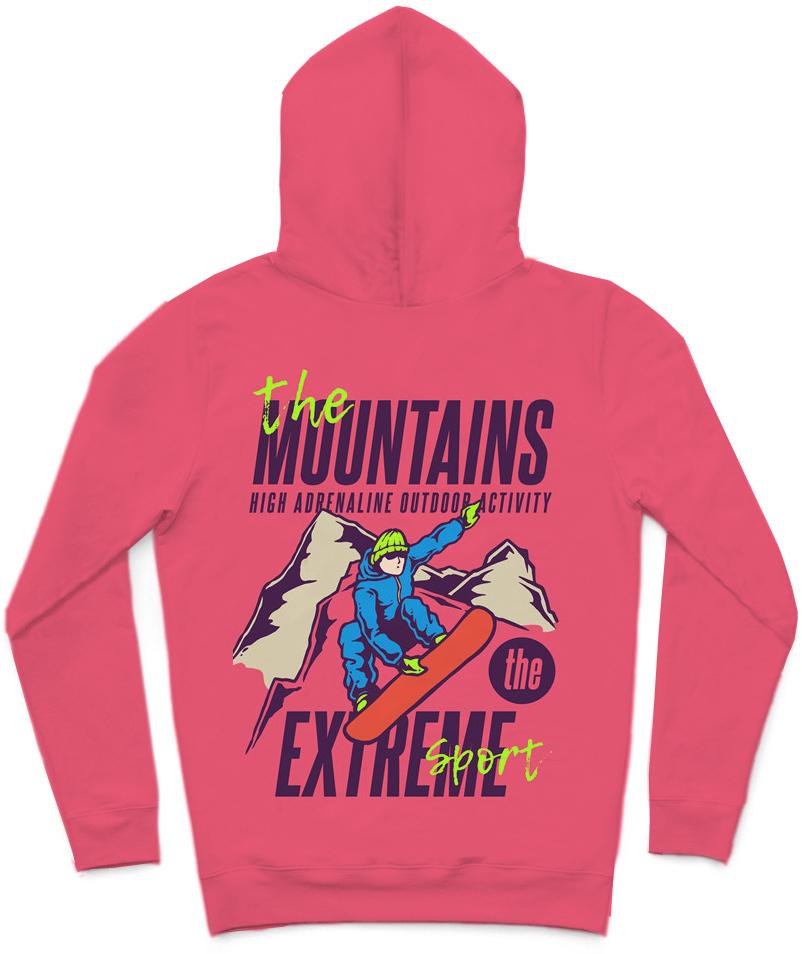 Snowboarding Trendy All-Over Print Solid Cranberry Hoodie
