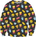 Junk Food Pattern Gray Sweatshirt