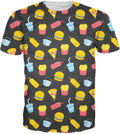 Junk Food Pattern Gray T-Shirt