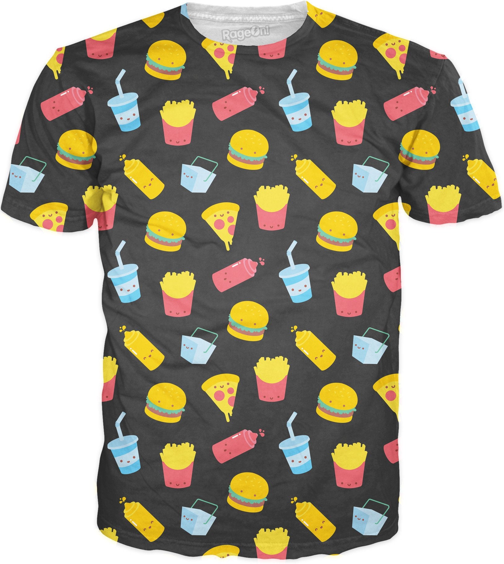 Junk Food Pattern Gray T-Shirt