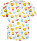 Junk Food Pattern White T-Shirt
