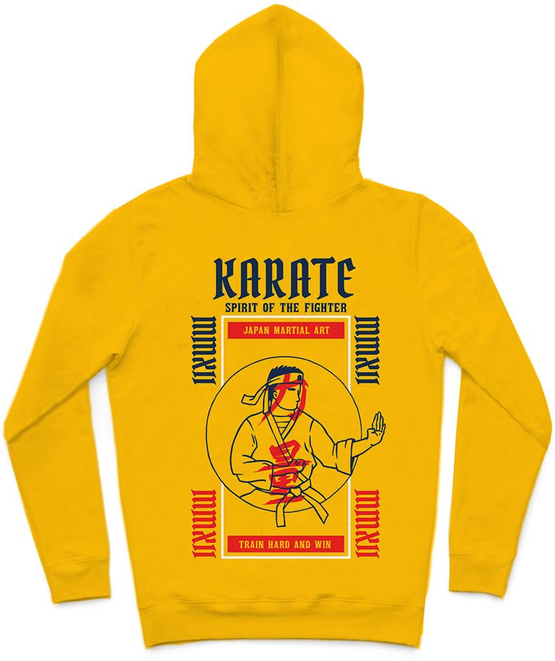 Karate Trendy All-Over Print Solid Gamboge Hoodie