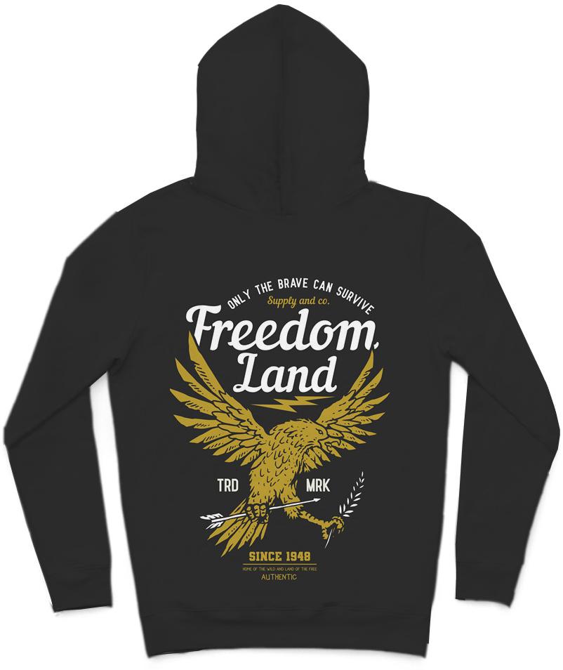 Freedom Land Trendy All-Over Print Solid Nero Hoodie