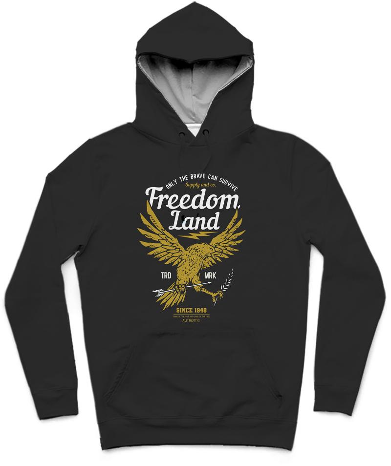 Freedom Land Trendy All-Over Print Solid Nero Hoodie