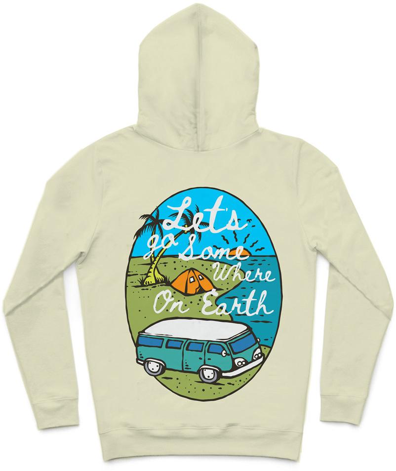 Somewhere On Earth Trendy All-Over Print Solid Orinoco Hoodie
