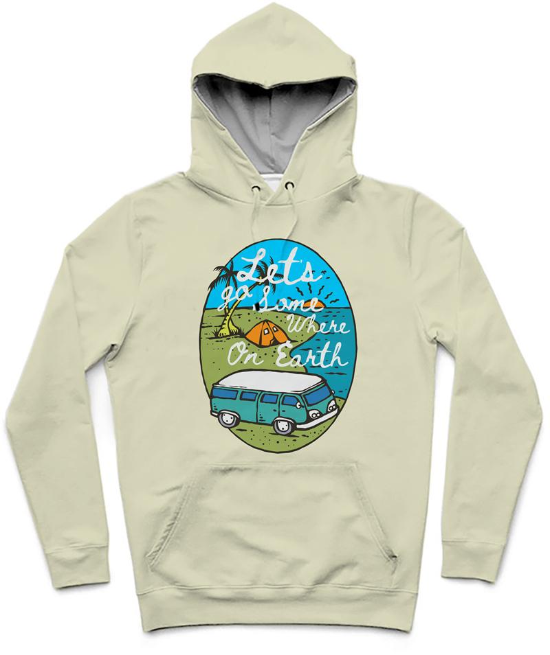 Somewhere On Earth Trendy All-Over Print Solid Orinoco Hoodie