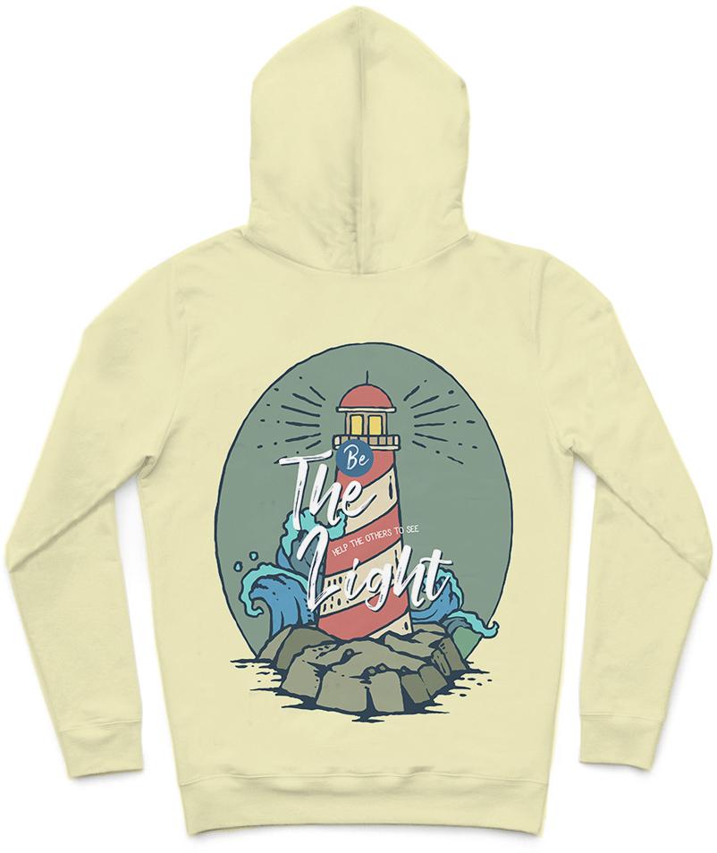 Be The Light Trendy All-Over Print Solid Coconut Cream Hoodie