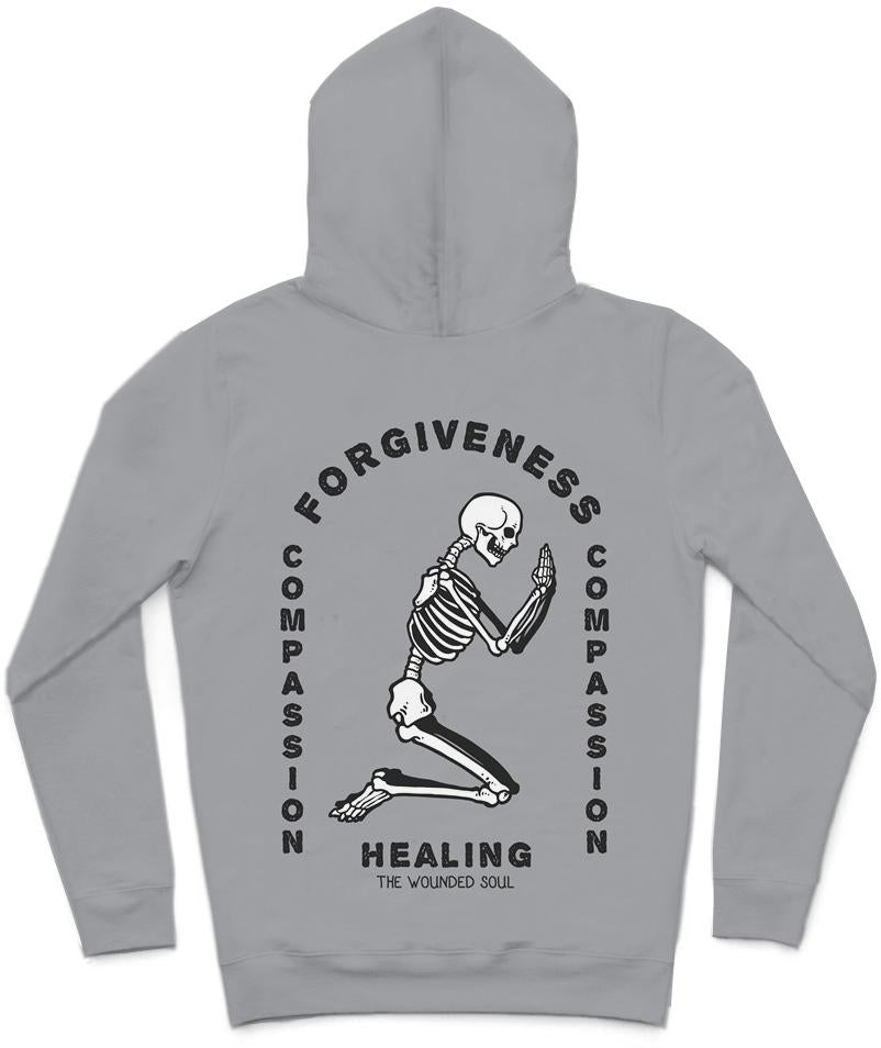 Healing The Wounded Soul Trendy All-Over Print Solid Grey Hoodie