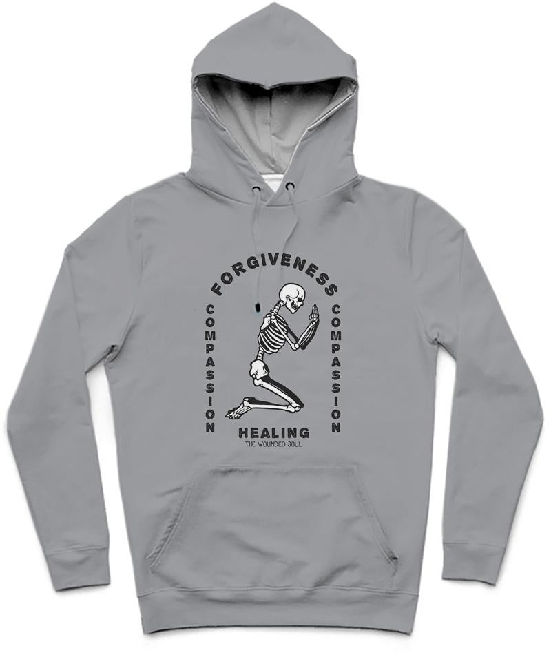 Healing The Wounded Soul Trendy All-Over Print Solid Grey Hoodie