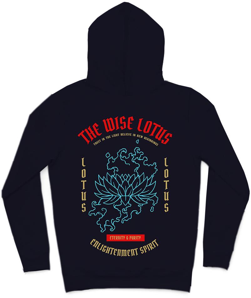 The Wise Lotus Trendy All-Over Print Solid Midnight Express Hoodie