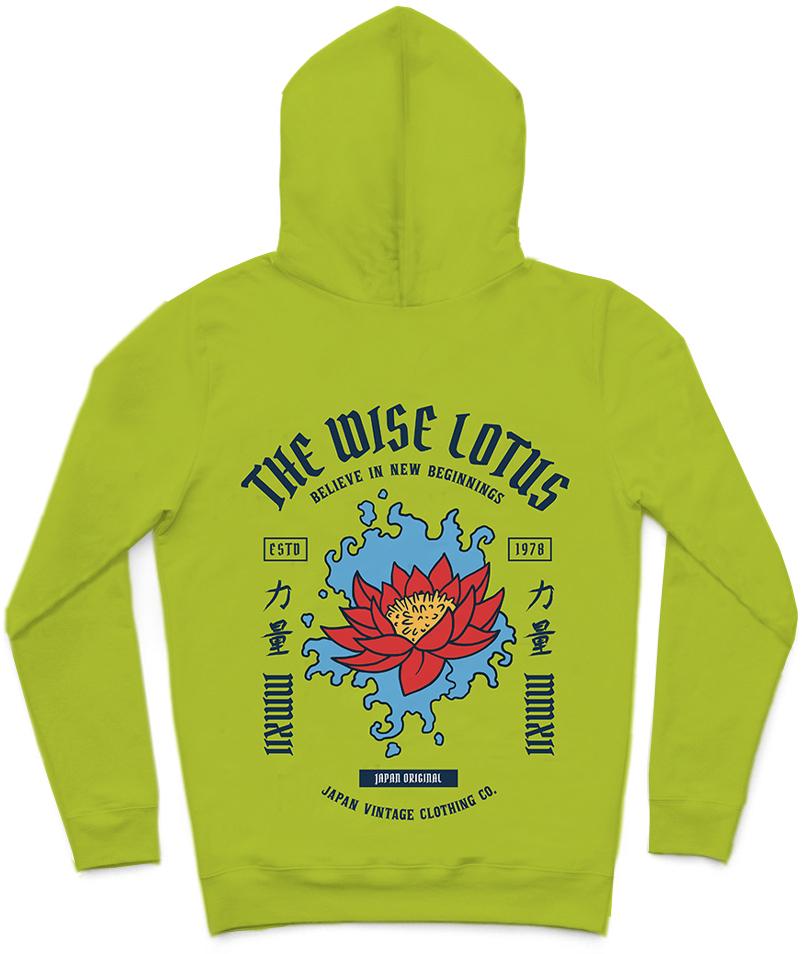 The Wise Lotus II Trendy All-Over Print Solid Limerick Hoodie