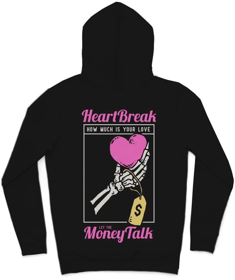Money Talks II Trendy All-Over Print Solid Nero Hoodie