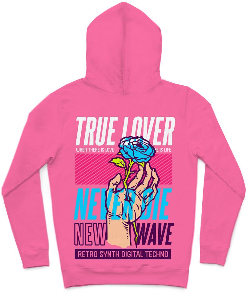 The True Lover II Trendy All-Over Print Solid Pink Hoodie