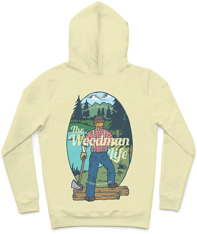 The Woodman Life Trendy All-Over Print Solid Coconut Cream Hoodie