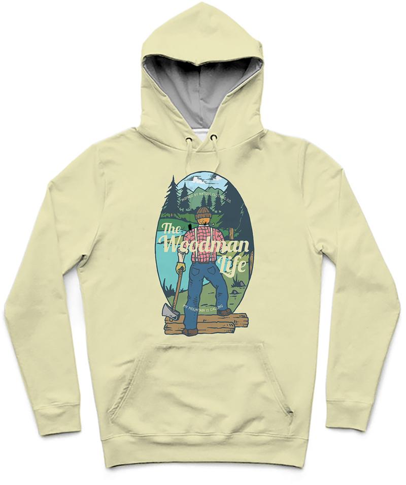 The Woodman Life Trendy All-Over Print Solid Coconut Cream Hoodie
