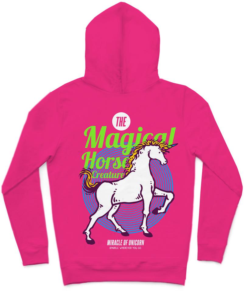 Unicorn Trendy All-Over Print Solid Deep Cerise Hoodie