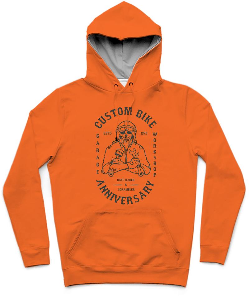 Garage Workshop Trendy All-Over Print Solid West Side Hoodie