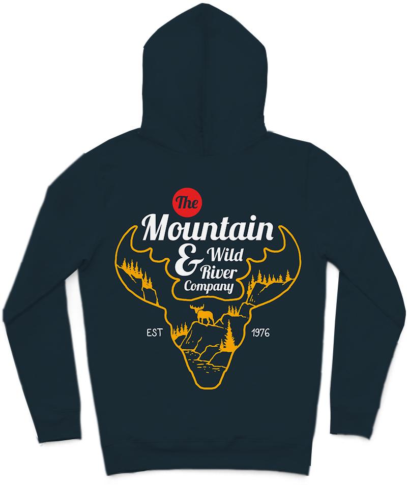 Moose Mountain Trendy All-Over Print Solid Tangaroa Hoodie