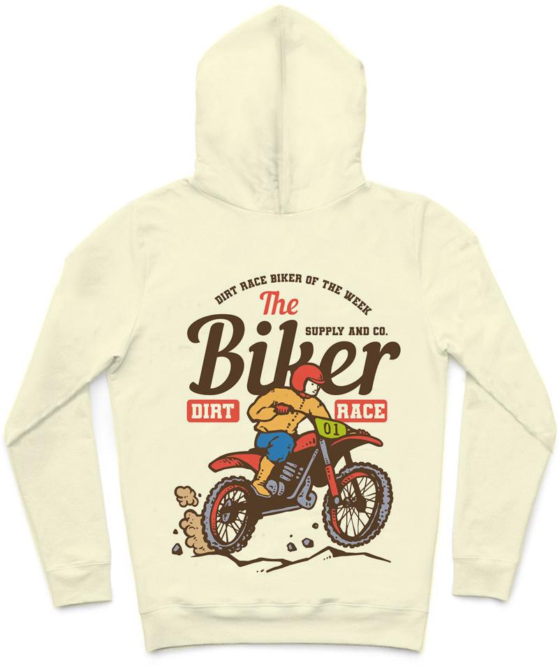 Dirt Race Trendy All-Over Print Solid Orange White Hoodie