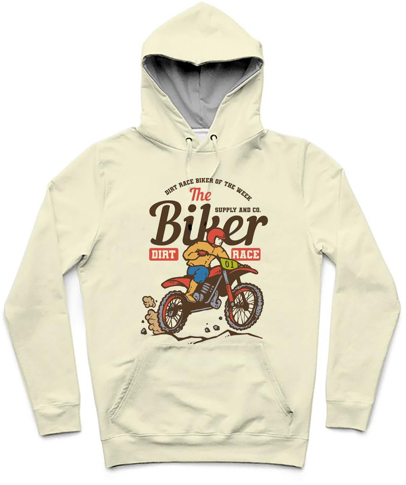 Dirt Race Trendy All-Over Print Solid Orange White Hoodie