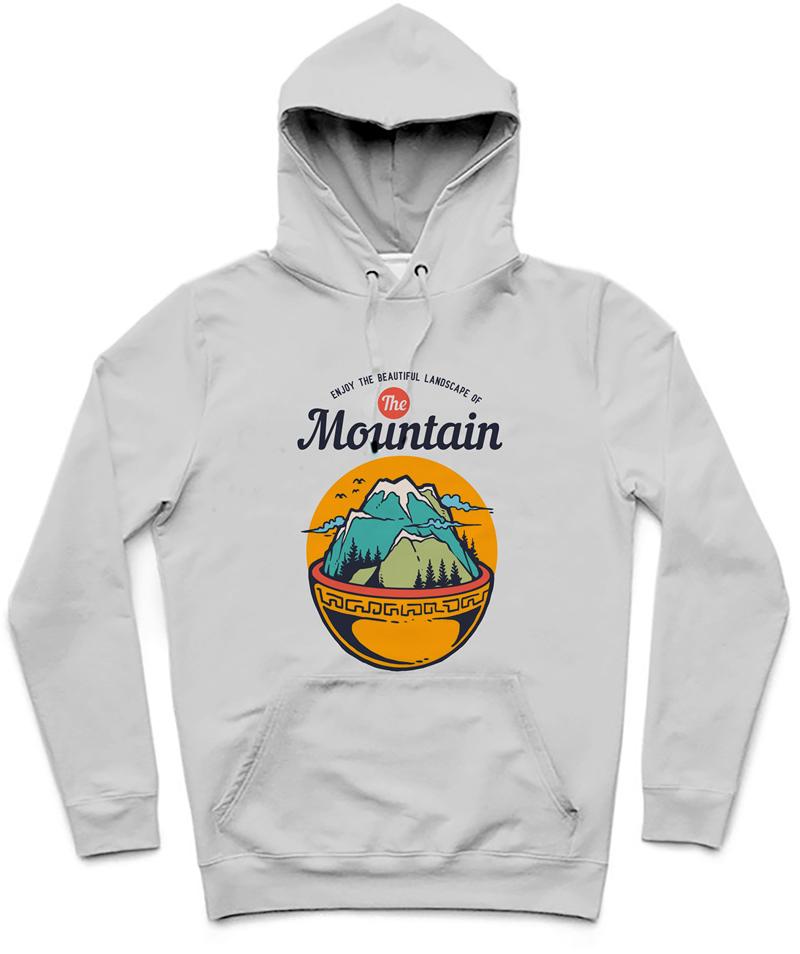 The Mountain Trendy All-Over Print Solid Very Light Grey Hoodie