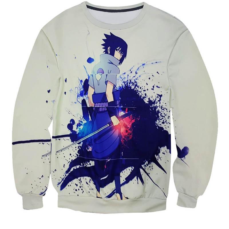 Sasuke Uchiha All Over Print Naruto Blue Crew Neck Sweatshirt