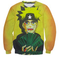 Naruto Cool For School All Over Print Hip Hop Rapper Rich Naruto Cartoon Crew Neck Sweatshirt