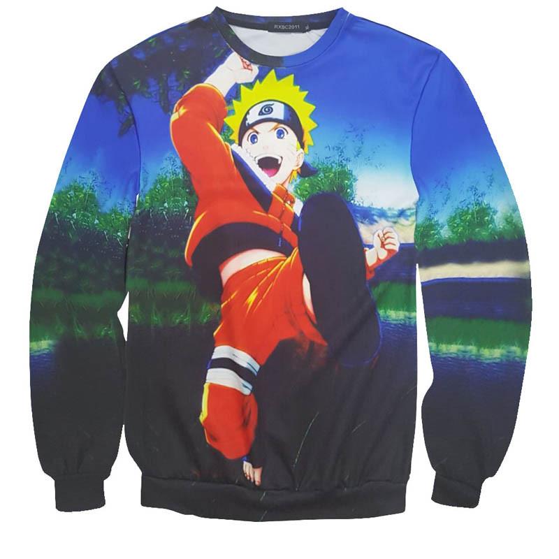 Naruto All Over Print Blue Crew Neck Sweatshirt