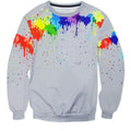 Paintball All Over Print Rainbow Paintball Grey Crew Neck Sweatshirt