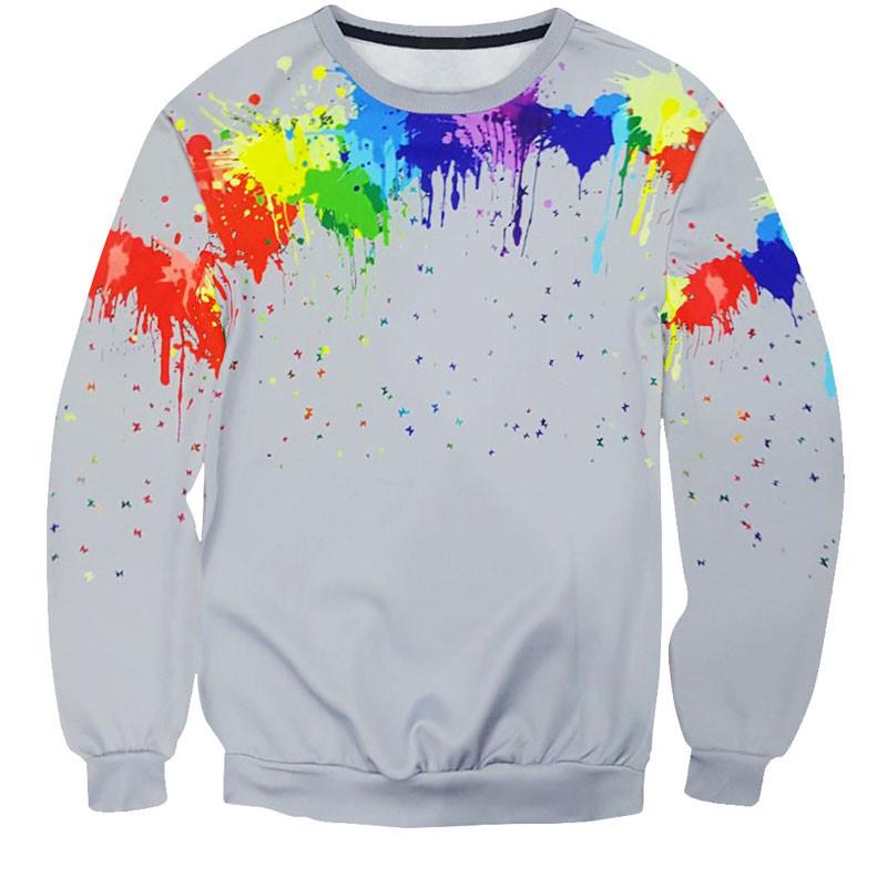 Paintball All Over Print Rainbow Paintball Grey Crew Neck Sweatshirt