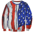 United States Of America All Over Print American Flag Painting USA Red White & Blue Crew Neck Sweatshirt