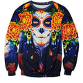 Face Paint V2 All Over Print Floral Blue Crew Neck Sweatshirt