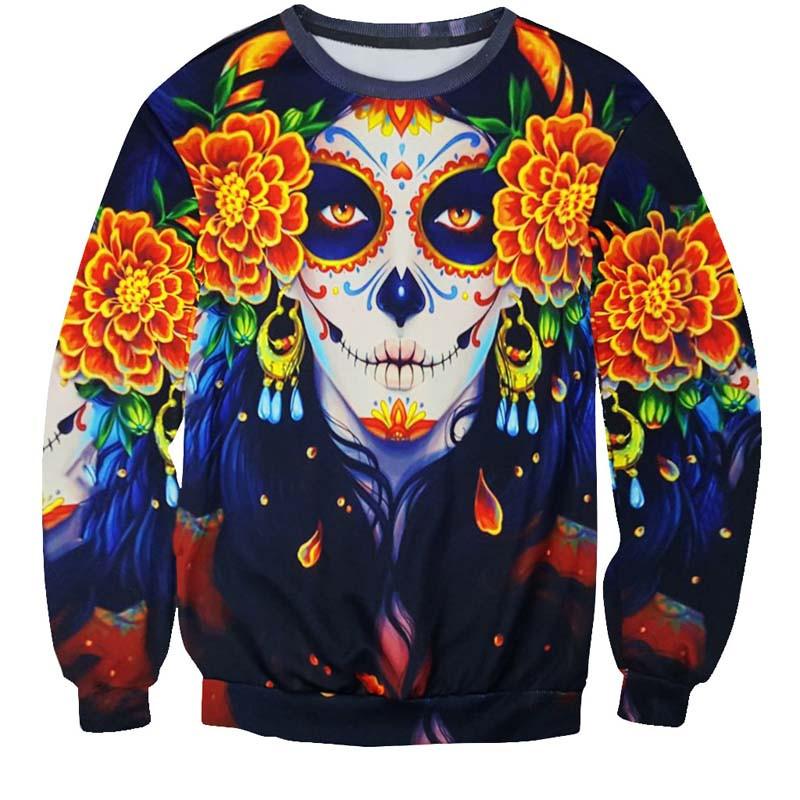 Face Paint V2 All Over Print Floral Blue Crew Neck Sweatshirt
