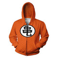 Kanji Dragon Ball Z Orange Zip Up Hoodie