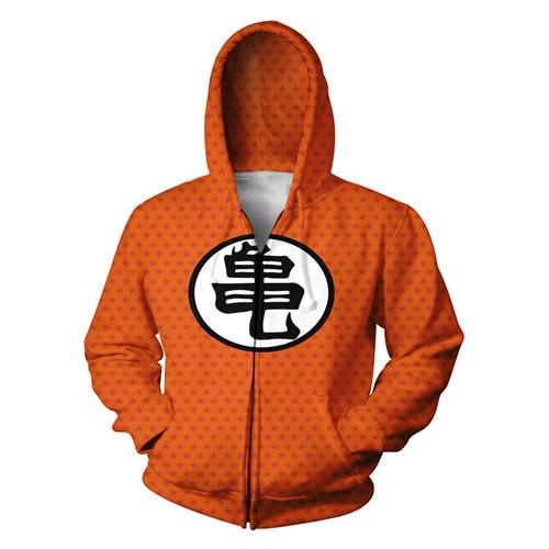 Kanji Dragon Ball Z Orange Zip Up Hoodie