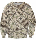 Hundred Dollar Bill Money Collage Sweatshirt