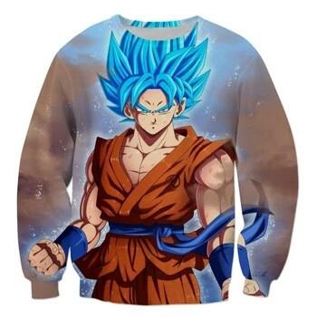 Super Saiyan God Blue Hair Goku Dragon Ball Z Sweatshirt