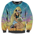 Hipster Alice In Wonderland Holding A Bag Of Weed Sweatshirt