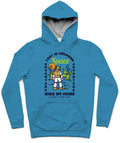 Lost In Space Trendy All-Over Print Solid Curious Blue Hoodie