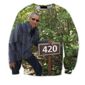 420 Obama All Over Print Green Crew Neck Sweatshirt
