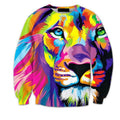 Colorful Lion All Over Print Rainbow Crew Neck Sweatshirt