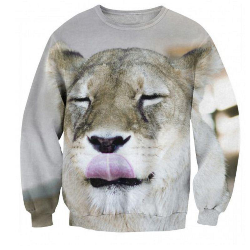 Cub Love All Over Print Grey Crew Neck Sweatshirt