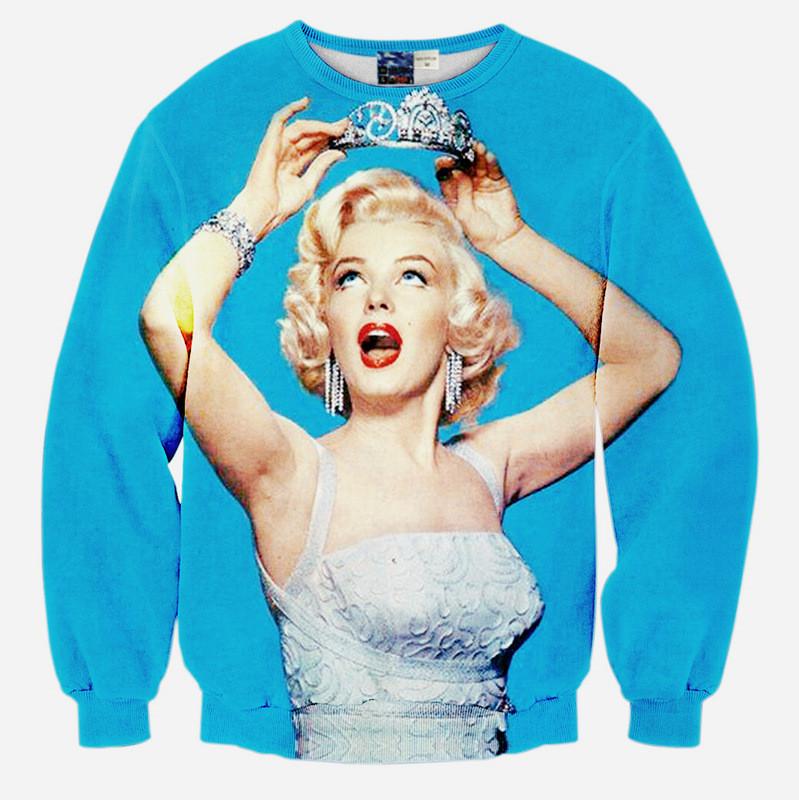 Princess Monroe All Over Print Marilyn Monroe Sky Blue Crew Neck Sweatshirt