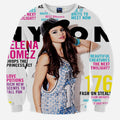 Selena Gomez All Over Print Nylon Magazine Cover White Crew Neck Sweatshirt