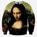Emona Lisa All Over Print Emo Mona Lisa Painting Crew Neck Sweatshirt