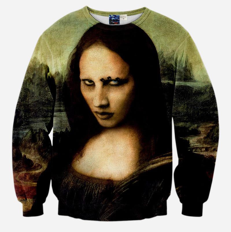 Emona Lisa All Over Print Emo Mona Lisa Painting Crew Neck Sweatshirt